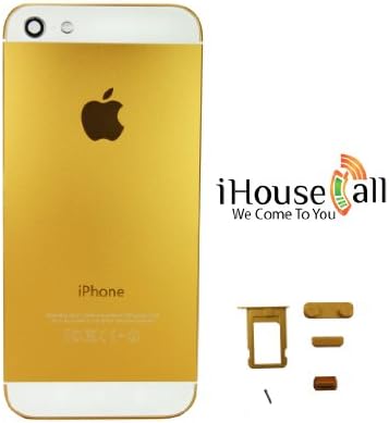 Colored Back Housing for IPhone 5. Included All buttons (Power/Lock, Volume, Silent/Vibrate, Sim Card Insert) Comes With Black Or White Top & Bottom Glass. (Gold & Black)