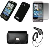 EMPIRE Black Leather Case Pouch with Belt Clip and Belt Loops + Black Silic ....