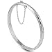 Hinged Bangle Bracelet with Safety Chain in Sterling Silver (4mm)