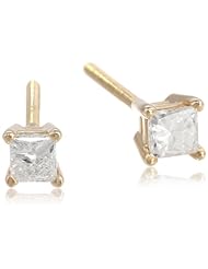 IGI Certified 14k Gold Princess-Cut Diamond Studs (0.33 cttw, H-I Color, I1-I2 Clarity)