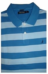 Men's Nautica Polo Shirt Short Sleeved Blue Striped Many Sizes Available