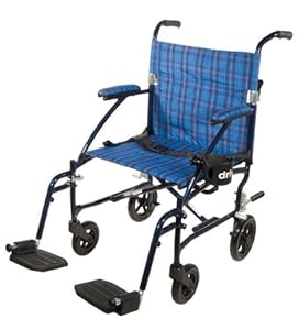 Drive Medical Fly - Lite Aluminum Transport Chair, BLUE FRAME