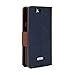 GMYLE BLU Studio 5.0 C HD Case, Wallet Case Classic for BLU Studio 5.0 C HD - Navy Blue & Brown PU Leather Slim Stand Case Cover (Not Fit for Studio 5C)