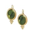 14K Yellow Gold 10 x 8 MM Oval Shaped Jade Cabochon Earrings