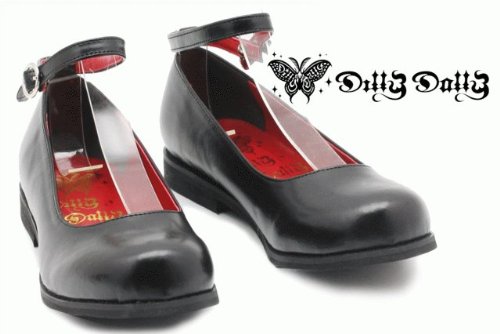 DillyDallyBlack アンクルストラップ シンプルパンプス[CODE:0116112]