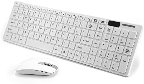 Professional White 2.4G Ultra-Slim Mini Wireless Keyboard and Mouse Combo / Kit for PC Desktop Classic White Office Set