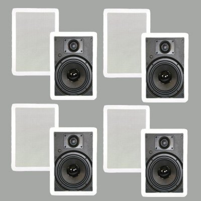 4 Pairs of New 6.5 In Wall Surround Sound HD Home Theater Rectangular Kevlar Speaker Pair 4TS65W