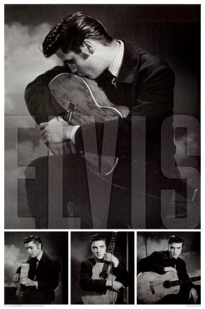 Elvis Presley Collage Guitar Kiss Photo Poster Poster Print, 24x36 Poster Print, 24x36