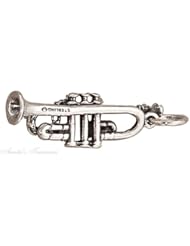Sterling Silver 3D Musical Instrument Trumpet Charm