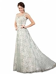 Lace Mesh Chiffon Floral Print Cocktail Evening Dress/Prom Dress/Wedding Party Dress  With a Sash 