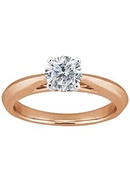 0.80 Ct Round H/I I1 Diamond 14K Rose Gold Ring
