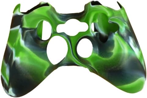 New Silicone Cover Case Skin for Xbox 360 Controller Camo Black with Green