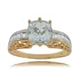 Aquamarine Ring W/ Diamond 14K 2 Tone Ladies Cocktail