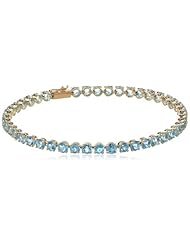 10k Gold Round Blue Topaz Tennis Bracelet