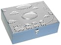 Silver plated baby boys large keepsake box in blue