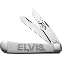 Case Knives 17500 Elvis Trapper 4254SS Pattern Knife with Embellished Smooth White Synthetic Handles