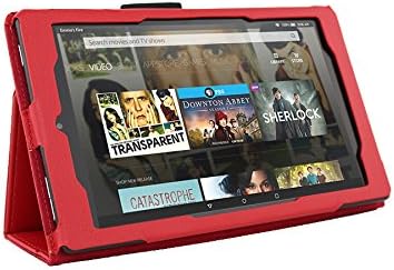 Hix Case for Fire 7 2015 - Folio Case with Stand for the NEW Fire, 7" Display (5th Generation, 2015 Release) (Red)