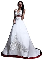 A-line Beaded Crystal Satin Mermaid Halter Empire   Waistline Wedding Dress  With a Sash 