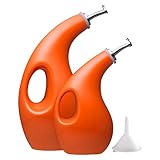 Rachael Ray Stoneware 2-Piece EVOO Oil and Vinegar Bottle Set with Funnel