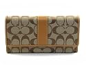 AUTHENTIC COACH HAMPTONS SIGNATURE CHECKBOOK WALLET (Khaki/Camel)