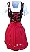 Dirndl World Womens Di06rs, 3 Piece Dirndl Dress, red black, Blouse Apron, Sz 8