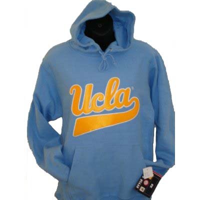 Mv Sport Ucla Bruins Tackle Twill Embroidered Hooded Sweatshirt Light Blue/gold & White