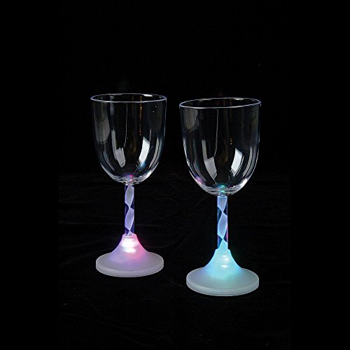 Flashing Panda LED Light Up Flashing 9 oz Wine Goblets, Lot of 4 Glasses