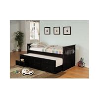 Day Bed with Trundle Mission Style in Black Finish