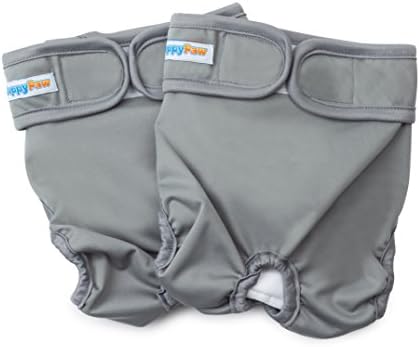 Reusable Washable Dog Diapers (Color Grey - 2 Pack) Durable Dog Wraps Premium Quality (LARGE)