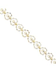 14k & Rhodium Diamond-cut Hearts Bracelet