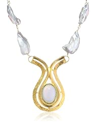Devon Leigh Gray Pearl and Purple Chalcedony Pendant Necklace, 19.5"
