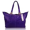 POPCORN MILANO Italian Purple Leather Designer Tote Bag Handbag