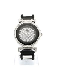 Silver Black Fashion Dress Watch with Glitter Dial and Rhinestones New Diamond Cut