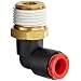 SMC KQ Series Brass Push-to-Connect Tube Fitting, 90 Degree Elbow with Sealant, Tube OD x NPT Male, Black