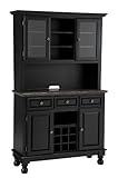 Buffet Hutch with Salmon Granite Top in Black Finish