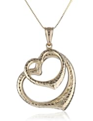 14k Yellow Gold Double Heart Pendant Necklace, 18"