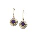 14K Yellow Gold and Sterling Silver 6 MM Amethyst Cabochon Fashion Earrings