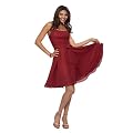 Astrapahl, Elegantes knielanges Neckholder Cocktailkleid, Karree Ausschnitt,Farbe rot