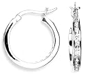 STERLING SILVER 20MM CLEAR CZ HOOP EARRINGS