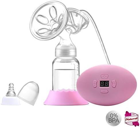 Pink Single Electric Comfort Breast Pump Electric Milkpump Suction Hands-Free Breastpump Bra with Breastmilk Storage Bags BPA Free