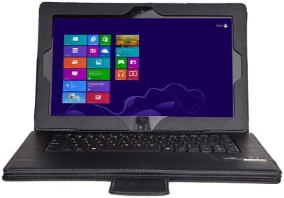 eTopTrade Black Removable Detachable Slim PU Leather Protective Stand Case Cover Bluetooth Keyboard ABS Plastic Keys for Lenovo IdeaTab Lynx K3/K3011 11.6 Inch