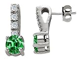 1.75 cts 14K White Gold Plated 925 Sterling Silver Lab Created Emerald Earrings