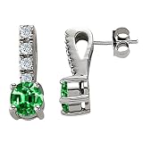 1.75 cttw 14K White Gold Plated 925 Sterling Silver Lab Created Emerald Earrings - Gold Plated...