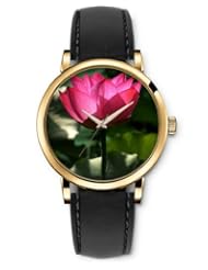 SPRAWL Aanalog Fashion Series Gold Ladies Watches of Genuine Black Leather Strap,Unique Wrist Watch for Women Girls Designed with pink lotus