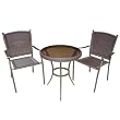 DC America SSR183, 3 Piece. All Weather Resin Wicker Bistro Set, Tubular Frame Includes 2 Chairs and 1 Table with Tempered Glass