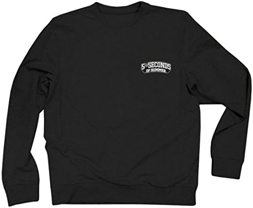 5SOS White Dog Print Black Sweatshirt (Asia X-Large, Black)