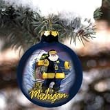 Michigan Wolverines Hand Painted Art Glass Ornament
