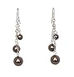 Earrings - E32 - Swarovski Crystal Pearls - Triple Dangle ~ Grey / Gray