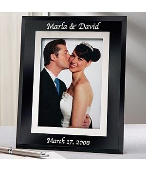 Wedding Gifts - Personalized Black Glass Wedding Frame