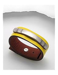 Yellow Leather Bracelet In White Base